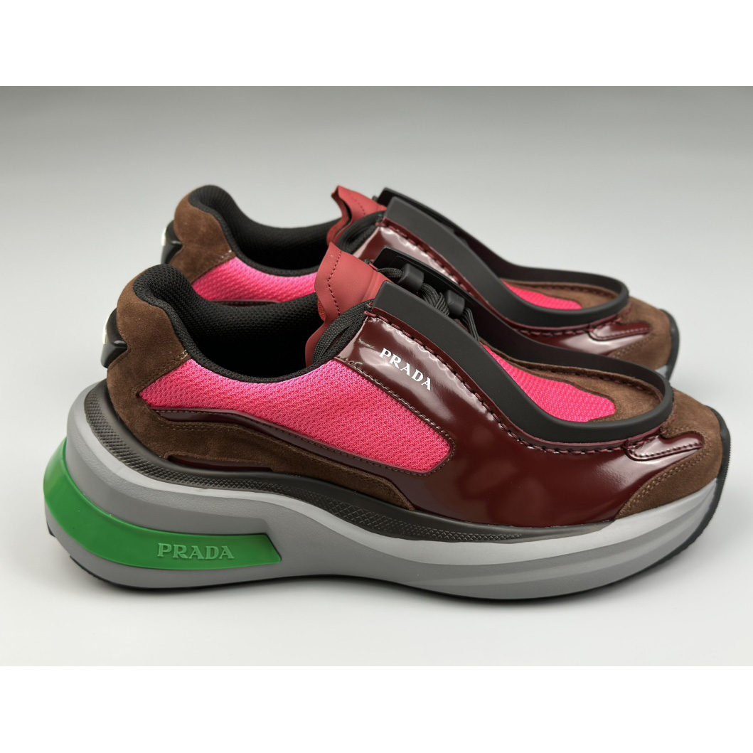 Prada Systeme Brushed Leather Sneakers With Bike Fabric And Suede  - EUR FASHION