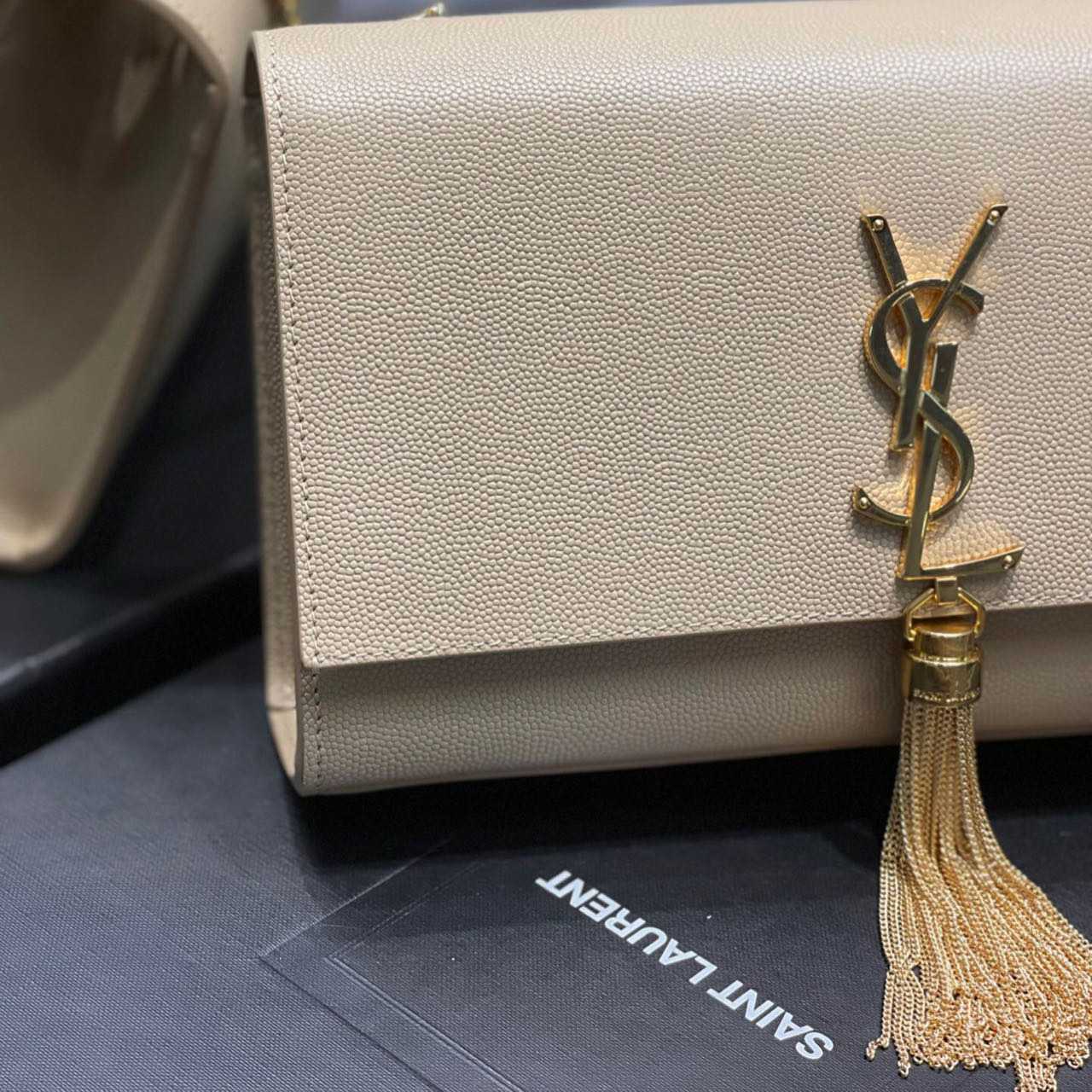 Saint Laurent Kate Chain Wallet WIth Tassel In Grain De Poudre Embossed Leather - EUR FASHION