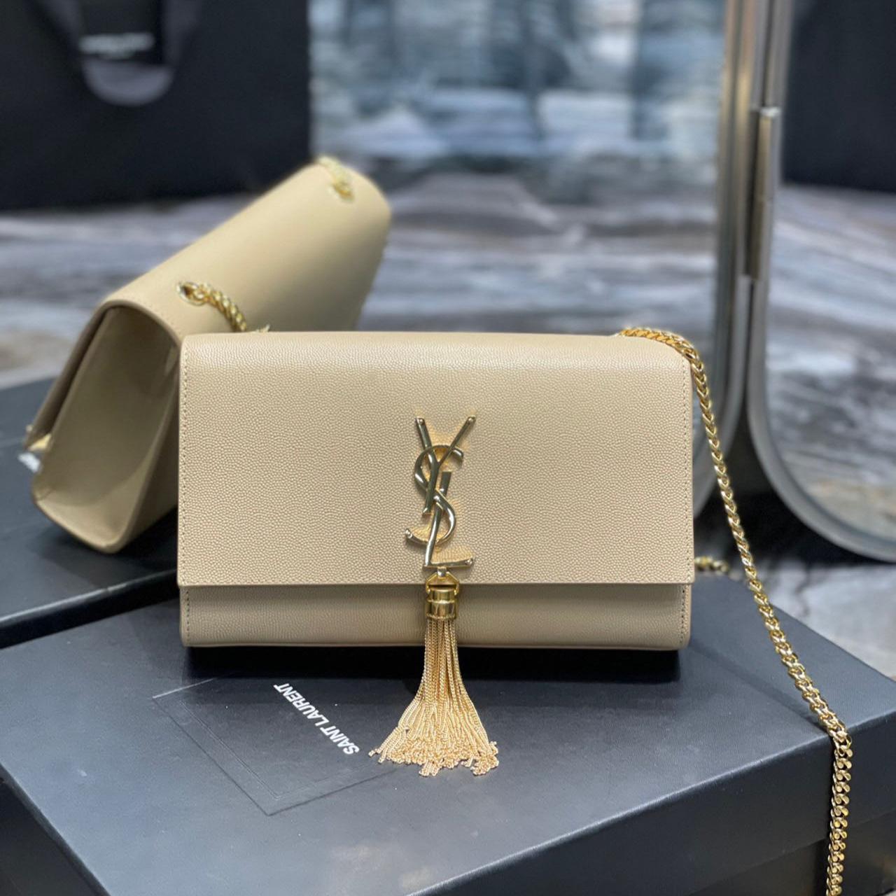 Saint Laurent Kate Chain Wallet WIth Tassel In Grain De Poudre Embossed Leather - EUR FASHION