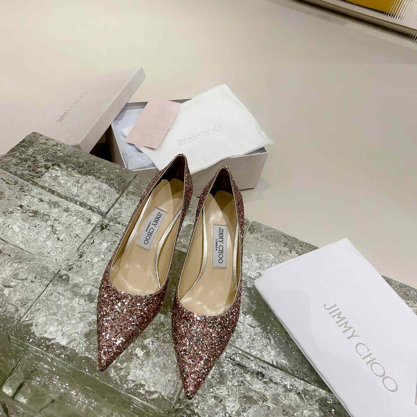 Jimmy Choo Love 65mm Glitter-detail Pumps - EUR FASHION