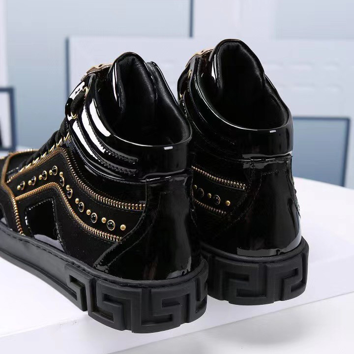 Versace High-top Shoes In Black  (50% Off Sale)   xz701 - EUR FASHION