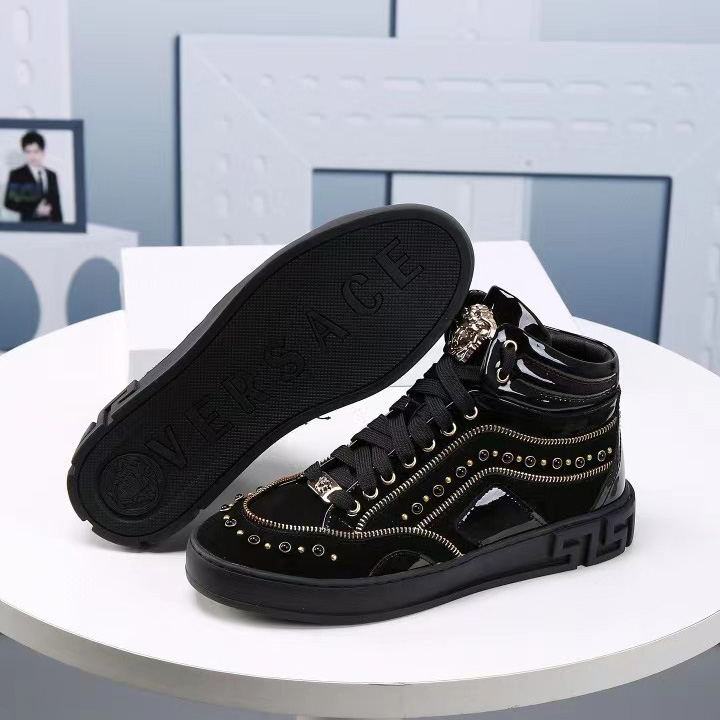 Versace High-top Shoes In Black  (50% Off Sale)   xz701 - EUR FASHION