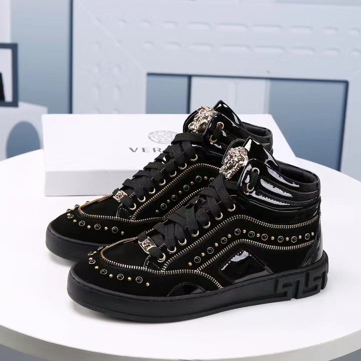 Versace High-top Shoes In Black  (50% Off Sale)   xz701 - EUR FASHION