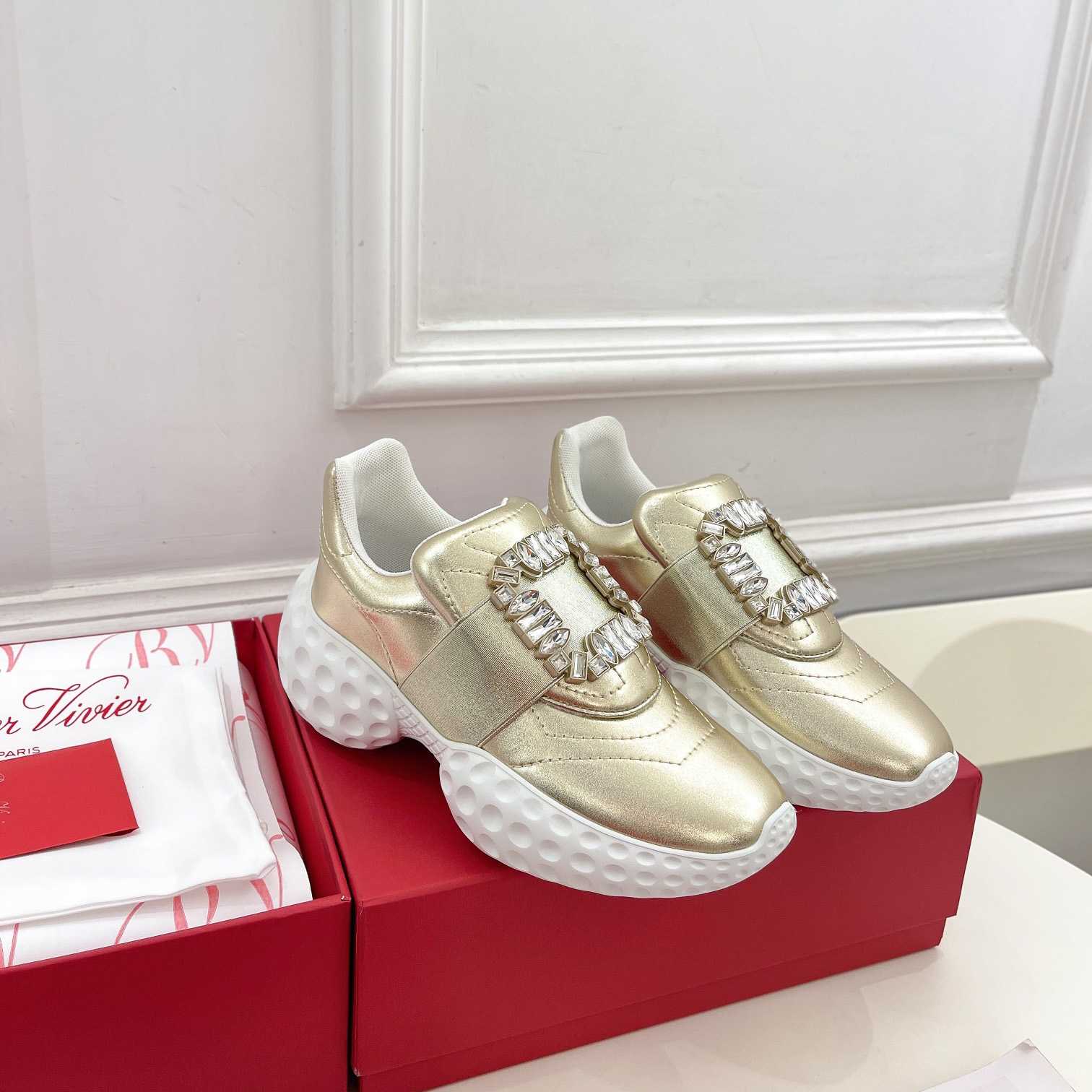 Roger Vivier Viv' Run Light Strass Buckle Sneakers In Fabrics - EUR FASHION