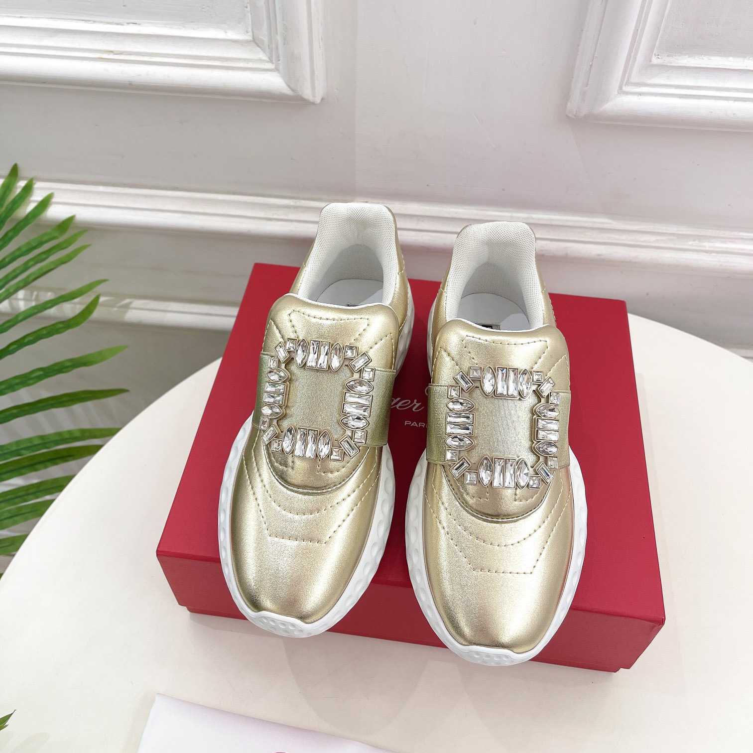 Roger Vivier Viv' Run Light Strass Buckle Sneakers In Fabrics - EUR FASHION