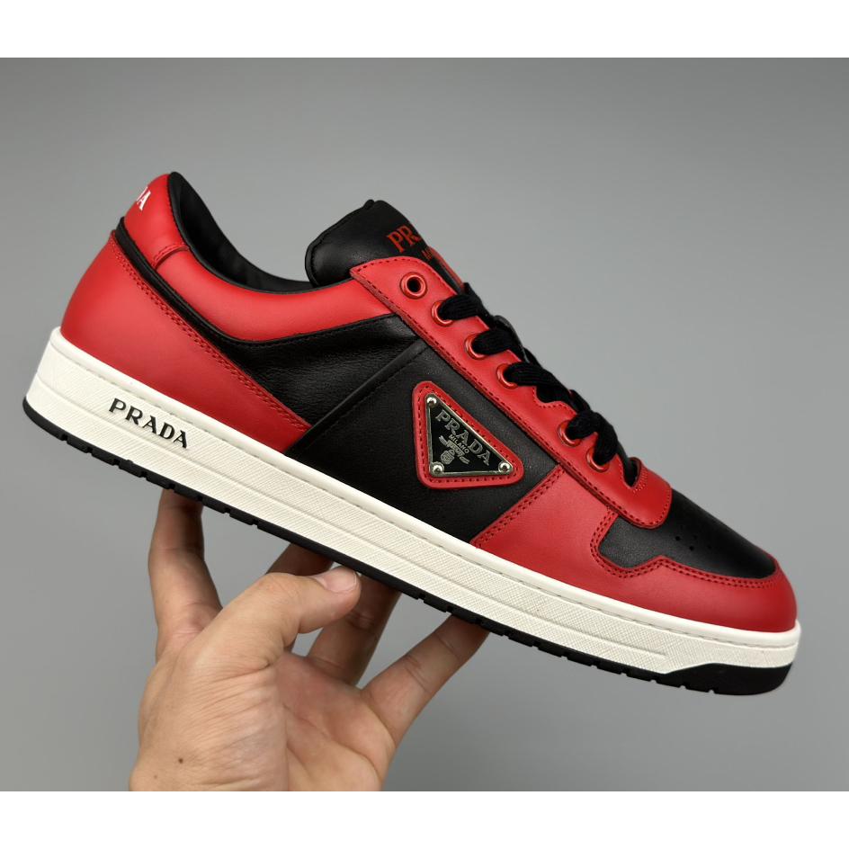 Prada Downtown Logo-plaque Leather Sneakers - EUR FASHION