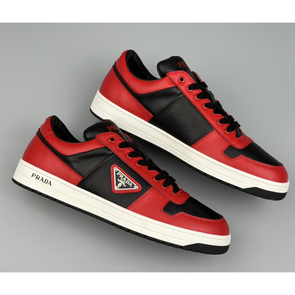 Prada Downtown Logo-plaque Leather Sneakers - EUR FASHION