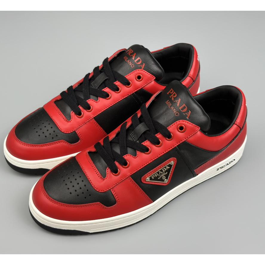 Prada Downtown Logo-plaque Leather Sneakers - EUR FASHION