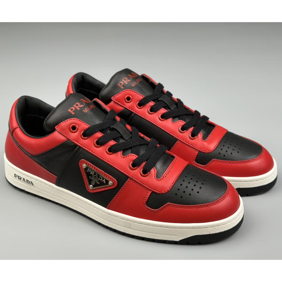 Prada Downtown Logo-plaque Leather Sneakers - EUR FASHION