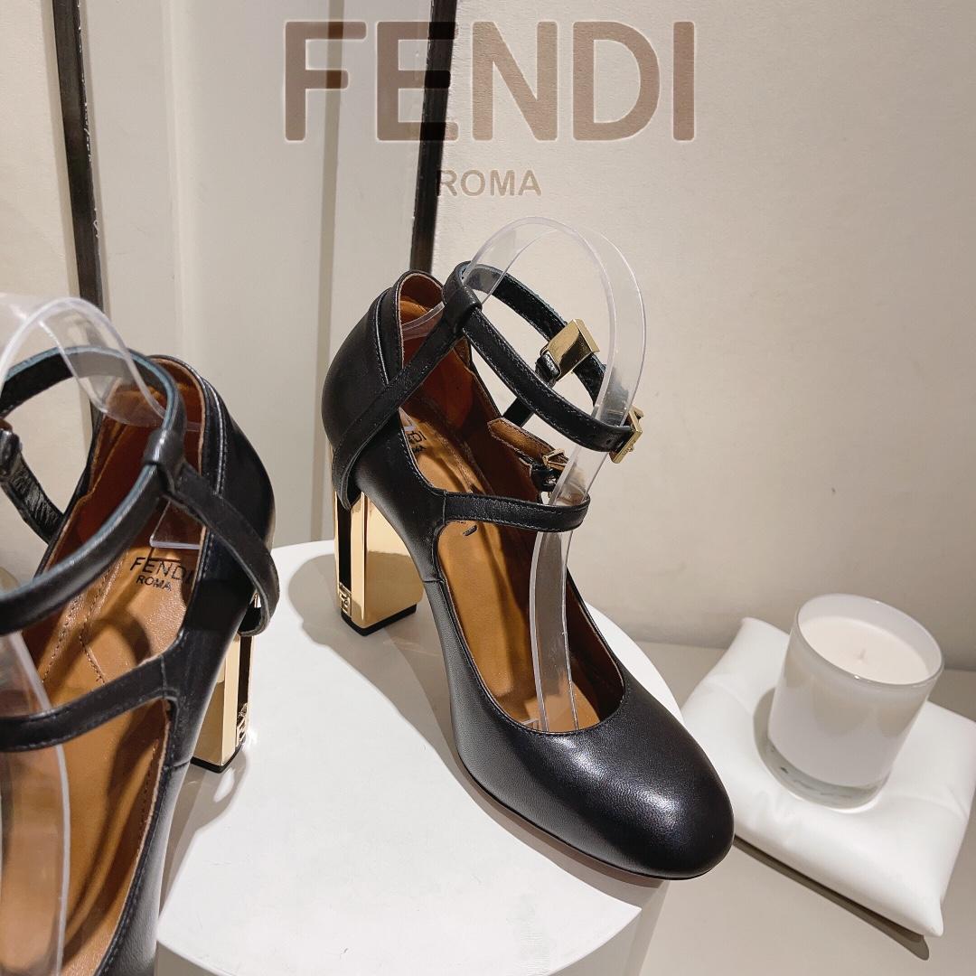 Fendi Delfina Black Leather High-heeled Court Shoes - EUR FASHION