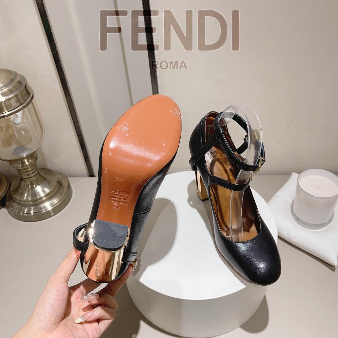 Fendi Delfina Black Leather High-heeled Court Shoes - EUR FASHION