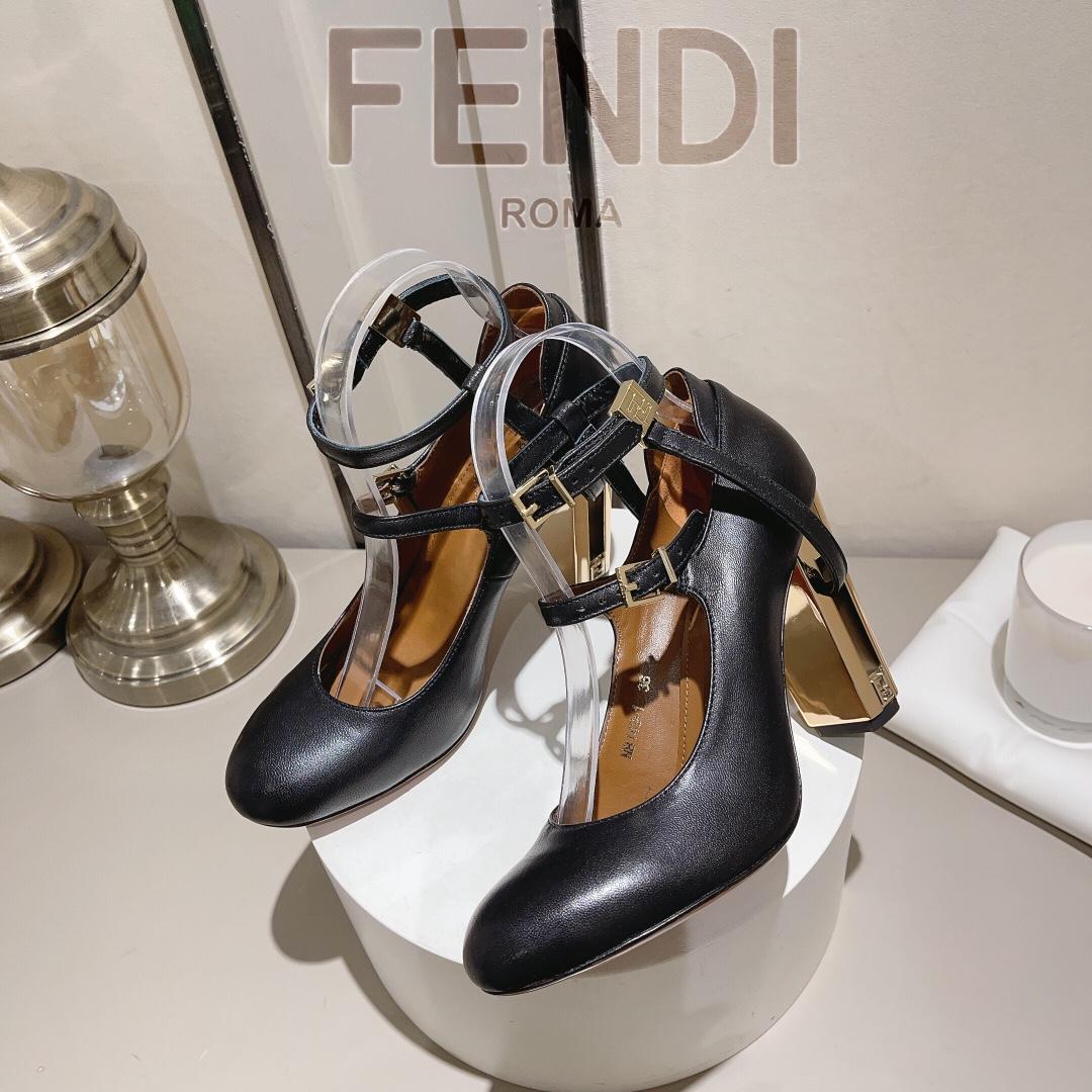 Fendi Delfina Black Leather High-heeled Court Shoes - EUR FASHION