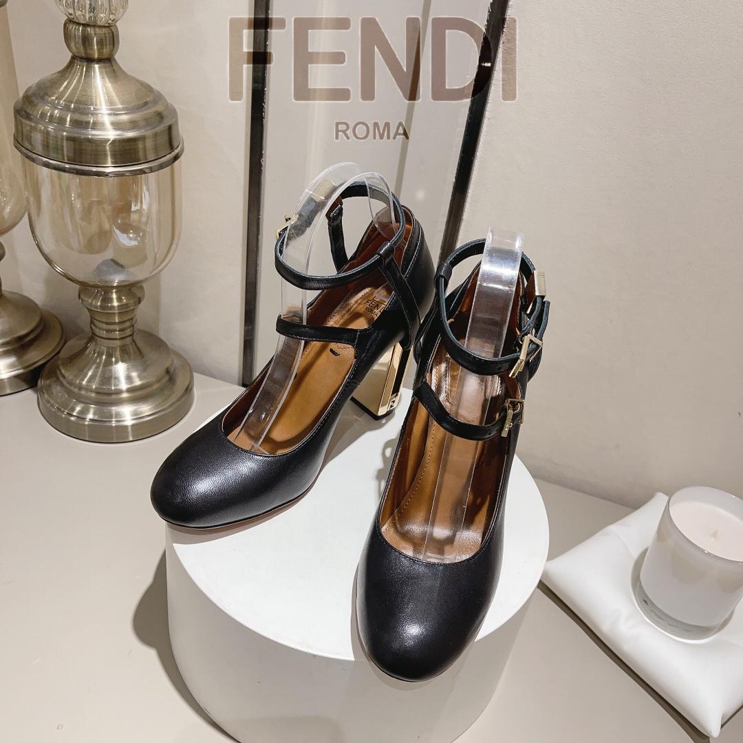 Fendi Delfina Black Leather High-heeled Court Shoes - EUR FASHION