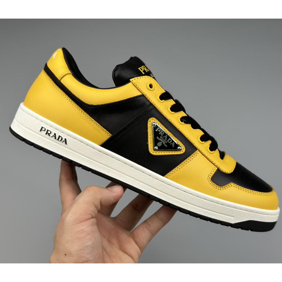 Prada Downtown Logo-plaque Leather Sneakers - EUR FASHION