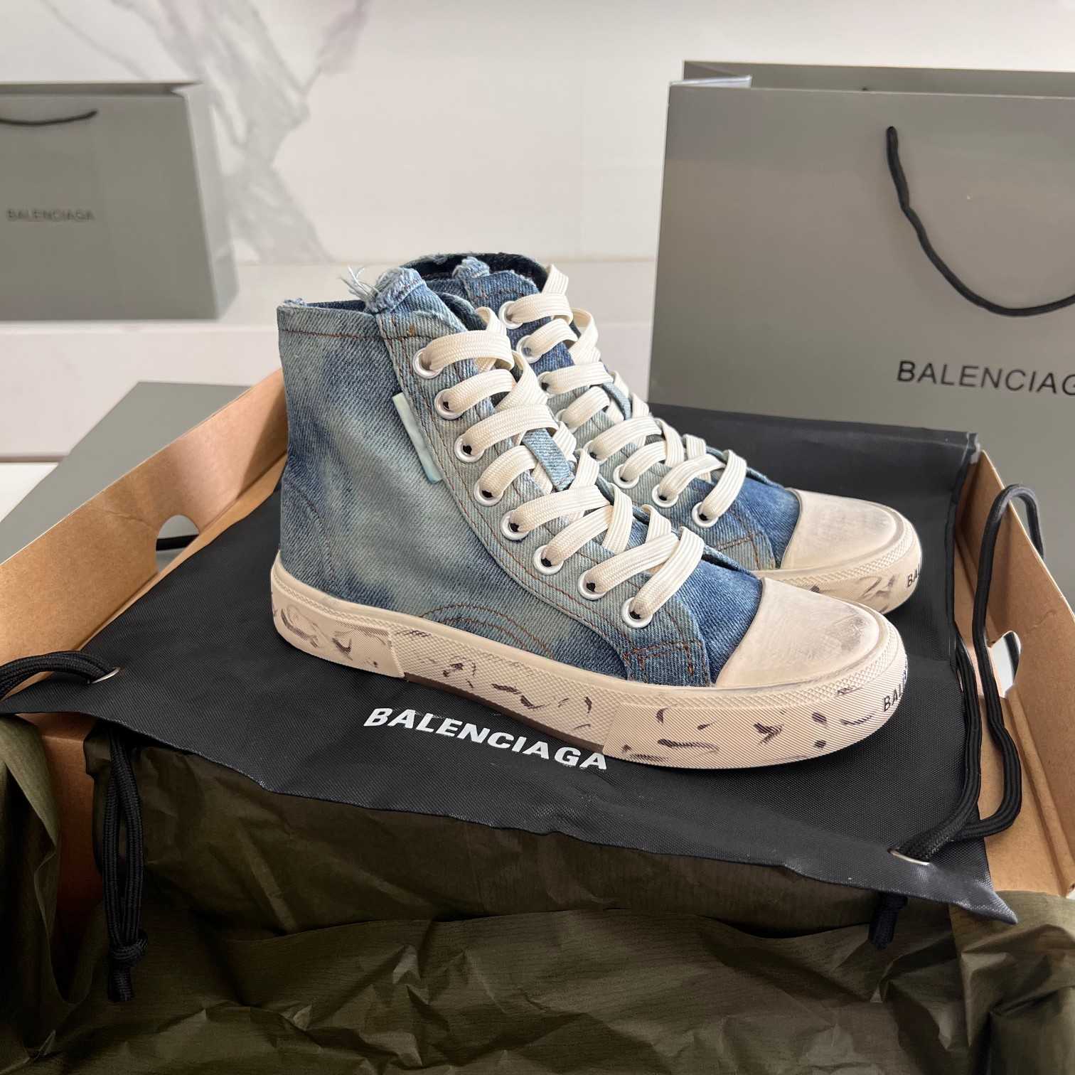 Balenciaga Paris High Top Sneaker In Blue - EUR FASHION