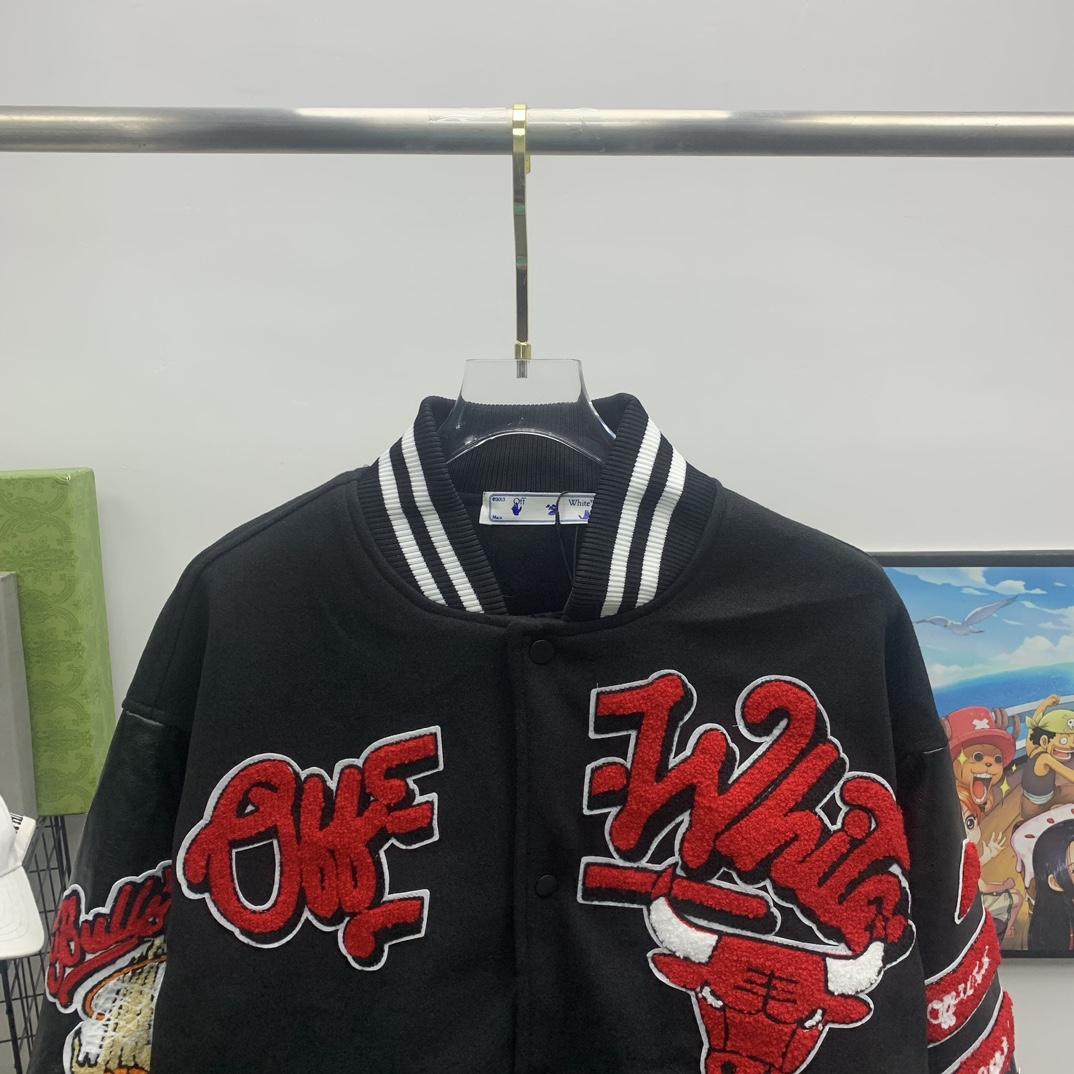 Off White C/O Chicago Bulls Varsity Jacket - EUR FASHION