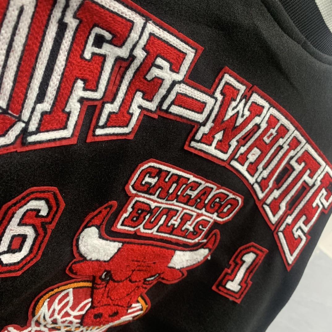 Off White C/O Chicago Bulls Varsity Jacket - EUR FASHION