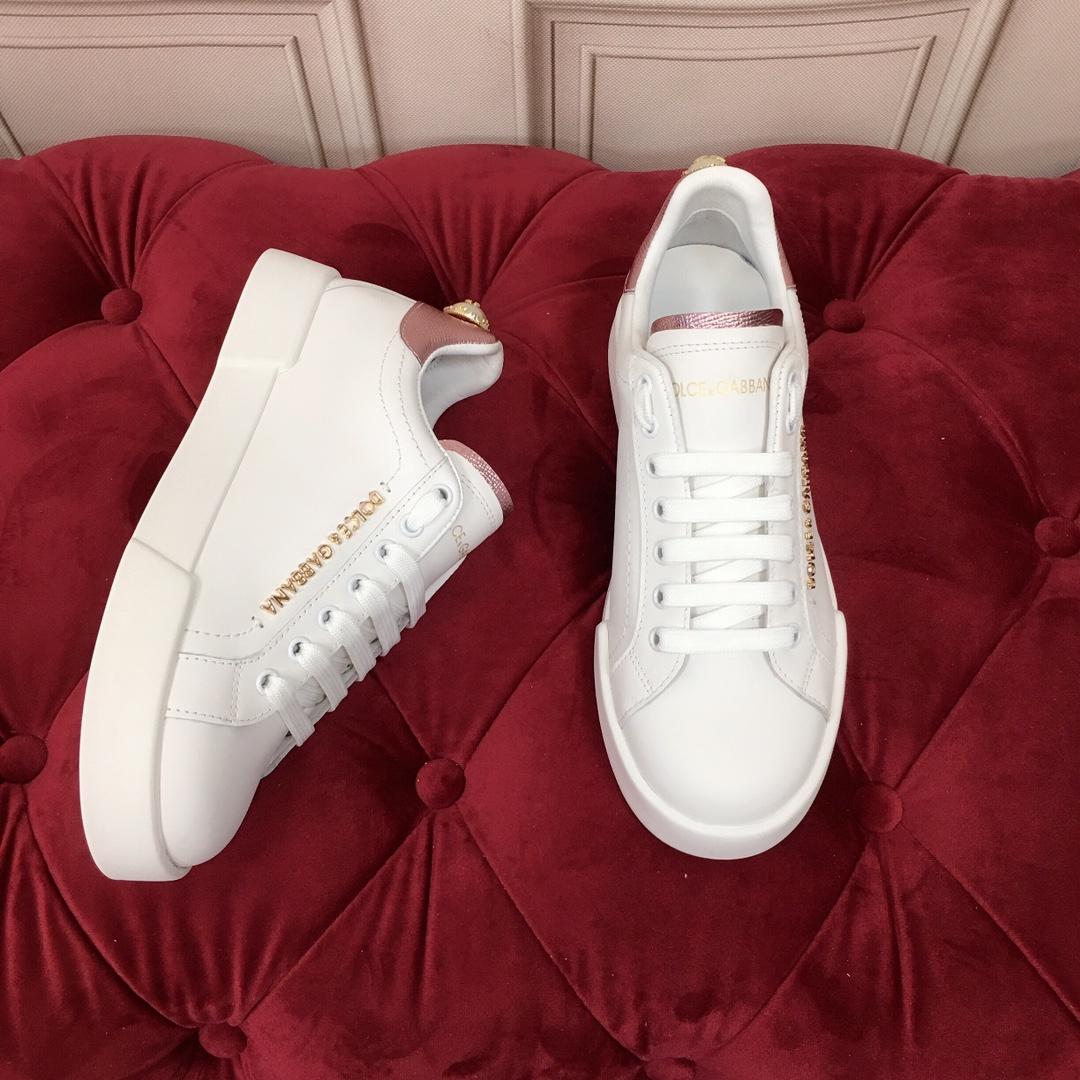 Dolce & Gabbana White Portofino Trainers With Pearl - EUR FASHION