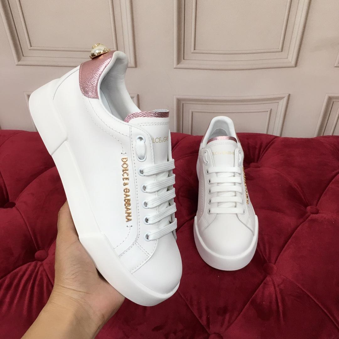 Dolce & Gabbana White Portofino Trainers With Pearl - EUR FASHION