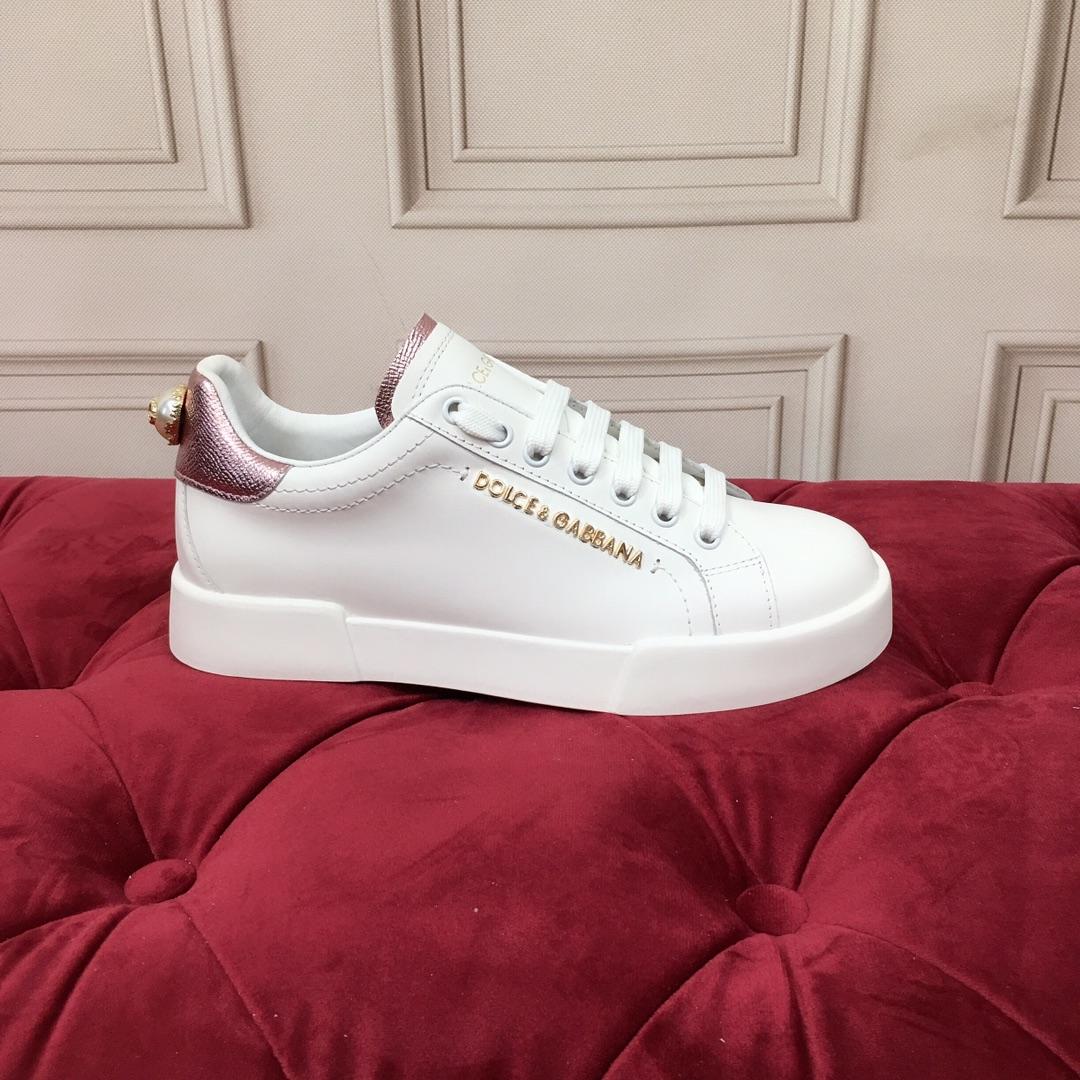 Dolce & Gabbana White Portofino Trainers With Pearl - EUR FASHION