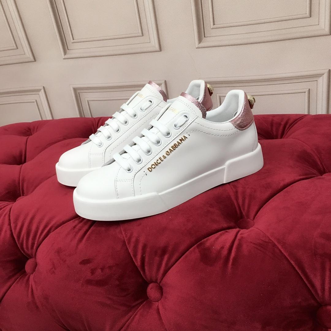 Dolce & Gabbana White Portofino Trainers With Pearl - EUR FASHION