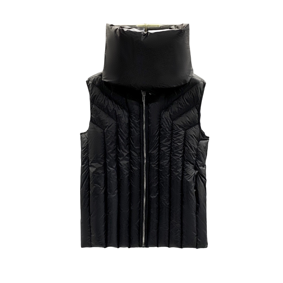 Rick Owens Black Quilted Down Vest - EUR FASHION