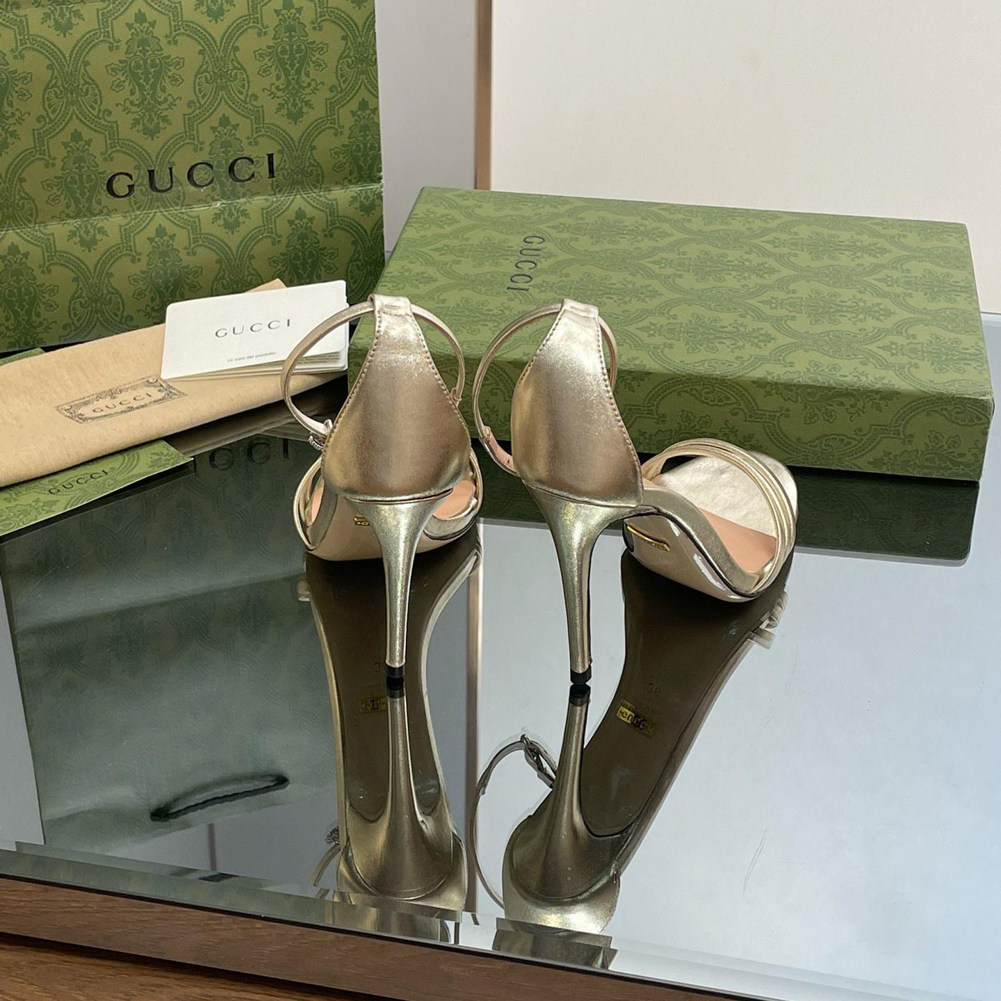 Gucci Women's Heeled Metallic Sandal - EUR FASHION