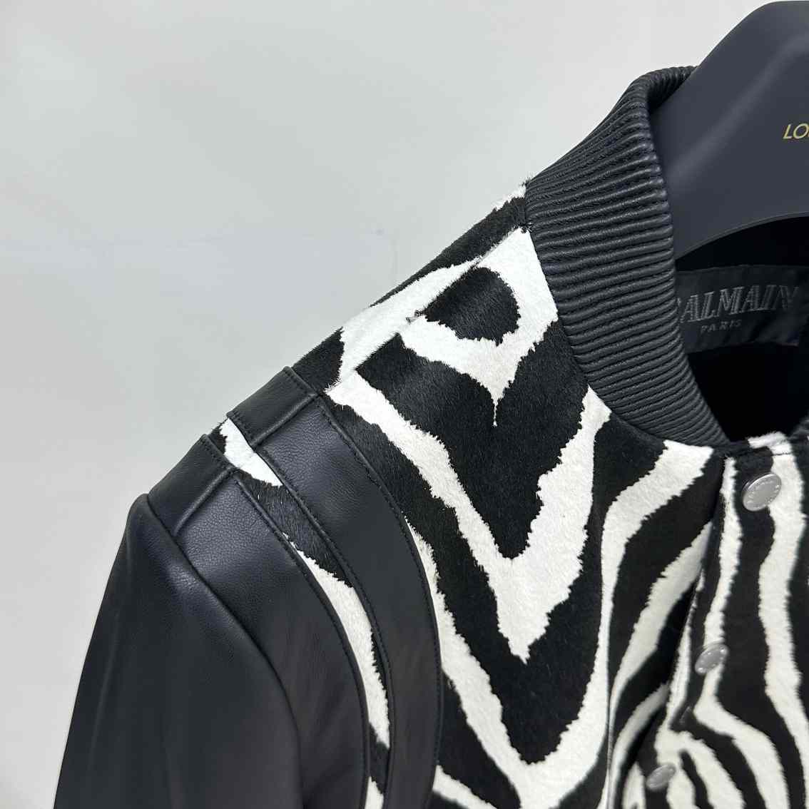 Balmain Zebra Pattern Leather Bomber Jacket - EUR FASHION