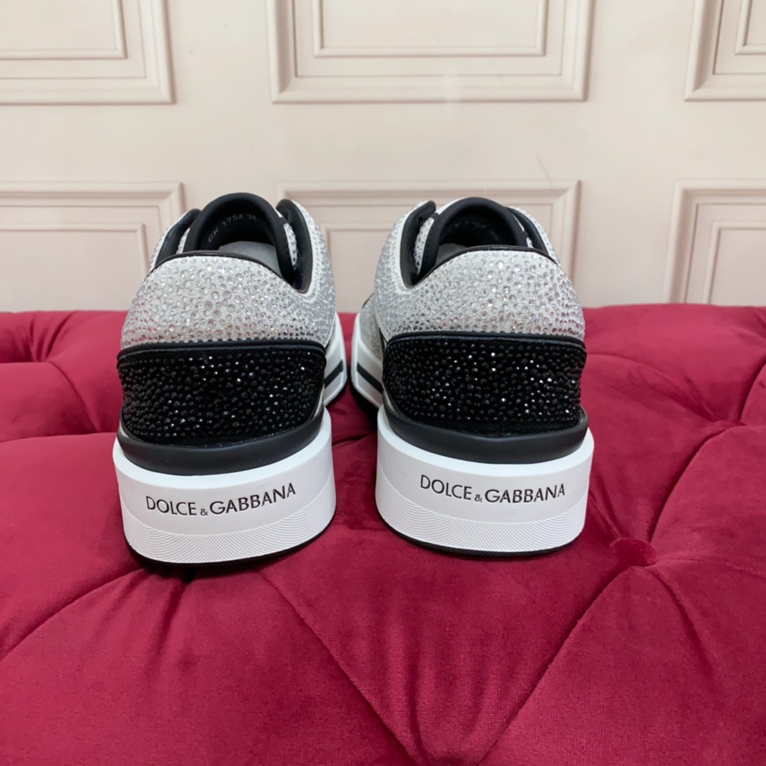 Dolce & Gabbana Crystal-embellished Leather Sneakers - EUR FASHION