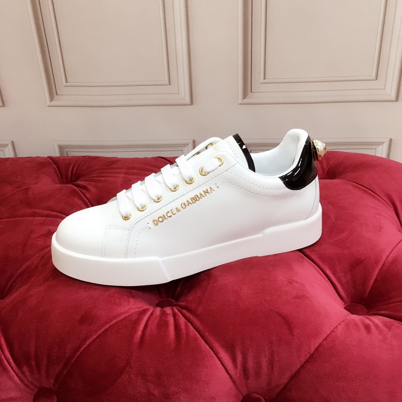 Dolce & Gabbana White Portofino Trainers With Pearl - EUR FASHION