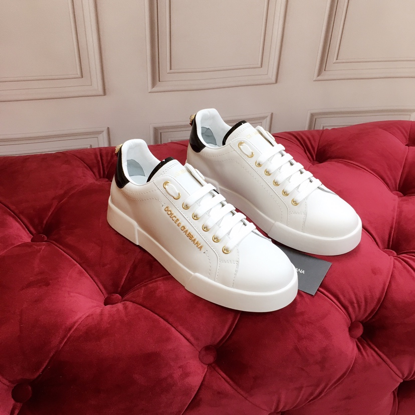 Dolce & Gabbana White Portofino Trainers With Pearl - EUR FASHION