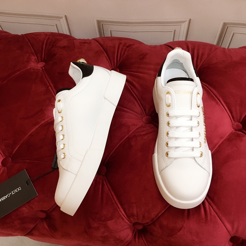 Dolce & Gabbana White Portofino Trainers With Pearl - EUR FASHION