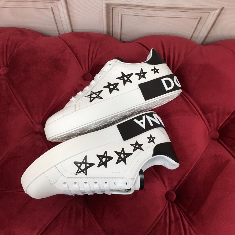 Dolce & Gabbana White Portofino Stars Sneakers - EUR FASHION