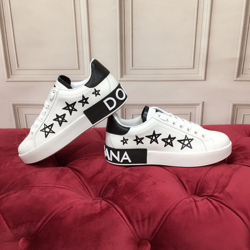 Dolce & Gabbana White Portofino Stars Sneakers - EUR FASHION