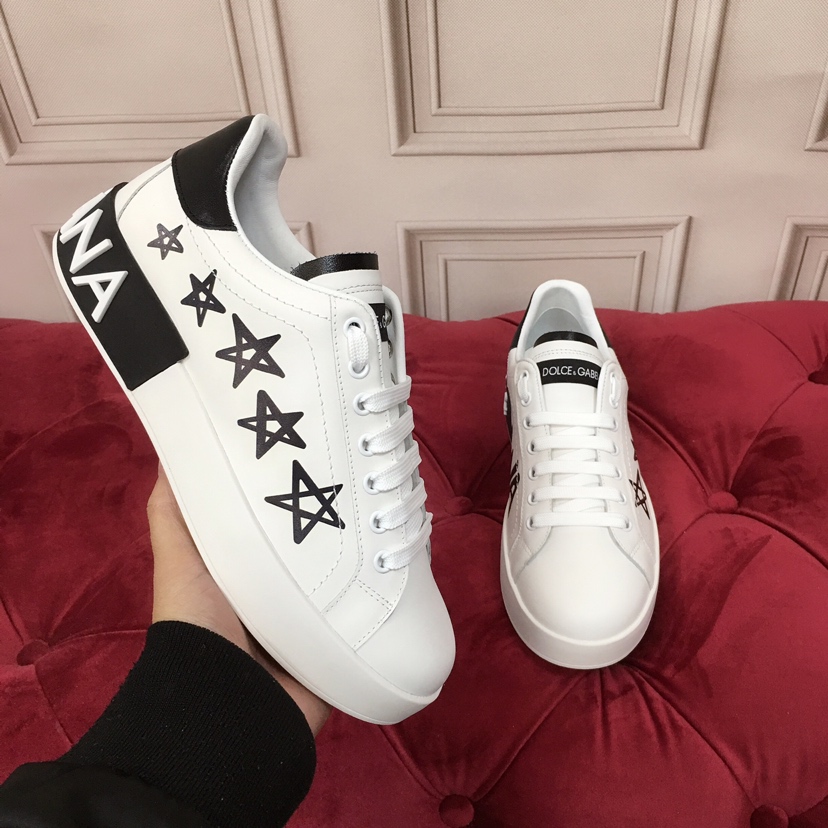 Dolce & Gabbana White Portofino Stars Sneakers - EUR FASHION