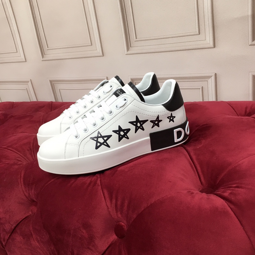 Dolce & Gabbana White Portofino Stars Sneakers - EUR FASHION