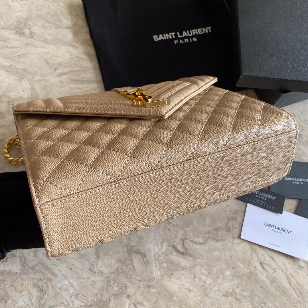 Saint Laurent Envelope Medium In Quilted Grain De Poudre Embossed Leather - EUR FASHION