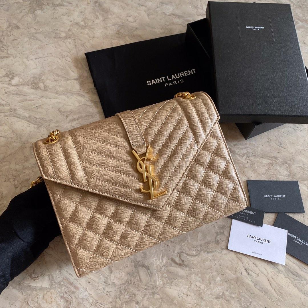 Saint Laurent Envelope Medium In Quilted Grain De Poudre Embossed Leather - EUR FASHION