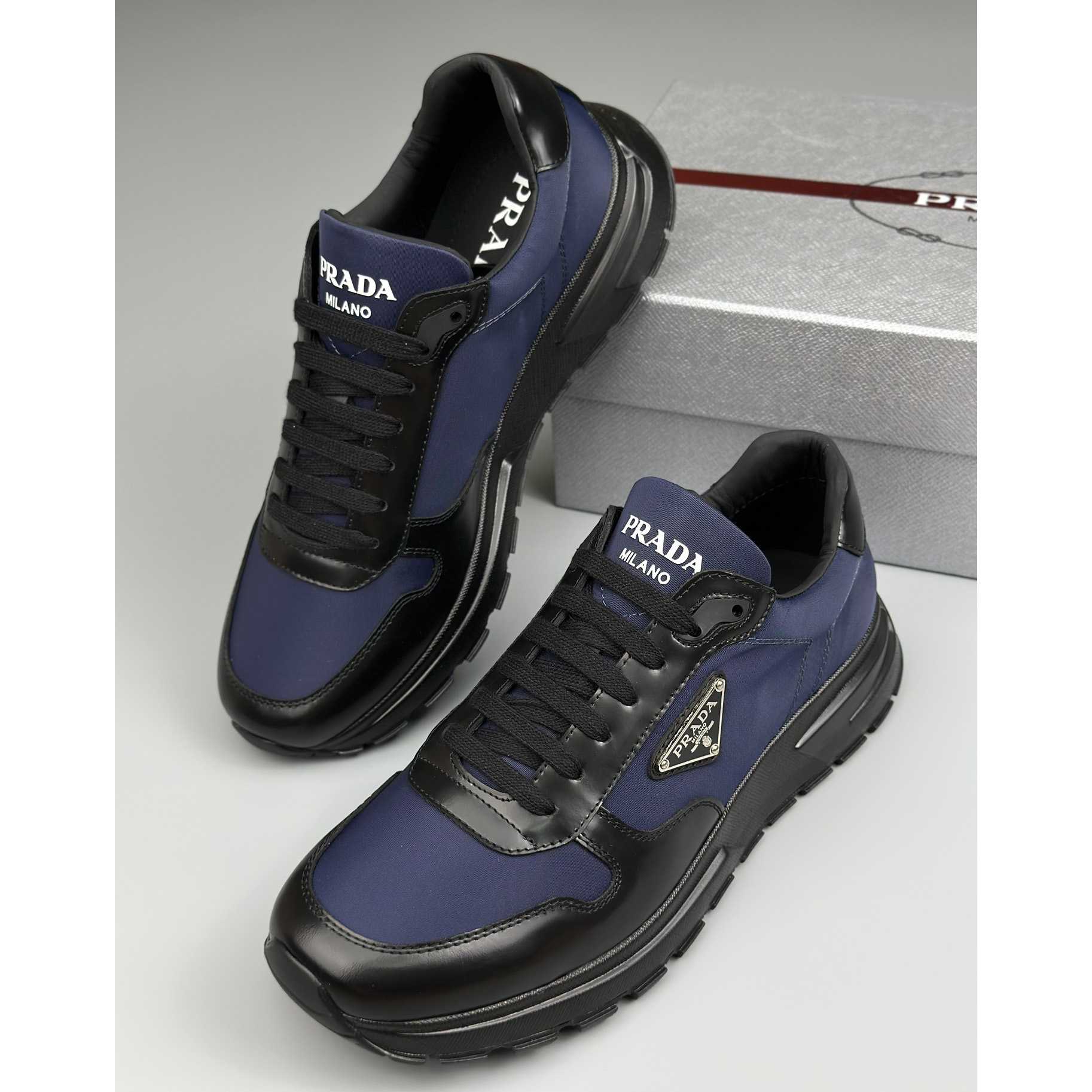 Prada Re-Nylon And Brushed Leather Sneakers - EUR FASHION