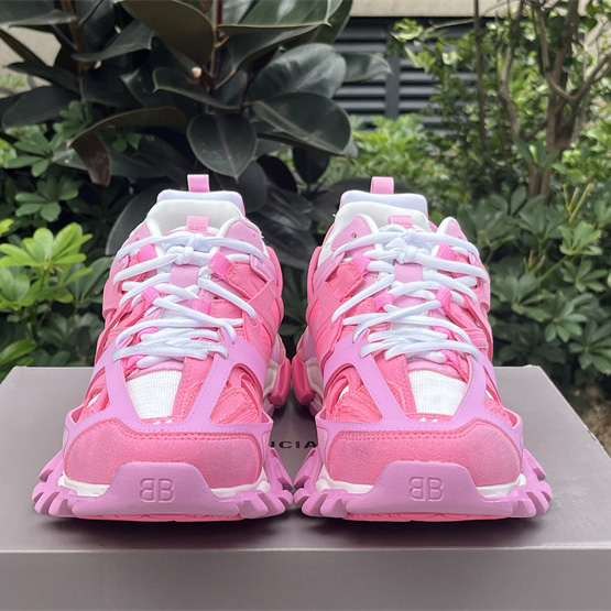 Balenciaga Track Sneaker In Pink Mesh And Suede-like Fabric - EUR FASHION