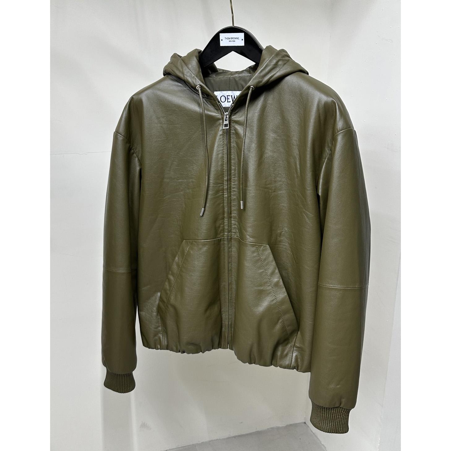 Loewe Zip-up Padded Hoodie In Nappa Lambskin - EUR FASHION