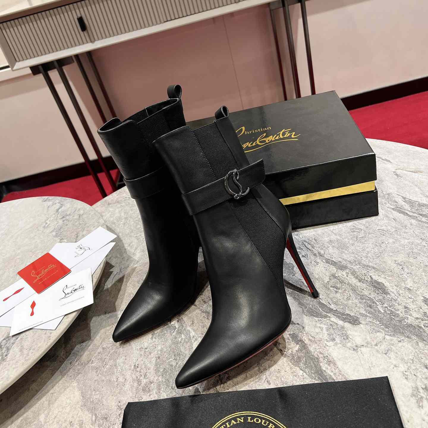 Christian Louboutin Black Cl Chelsea Booty 100 - EUR FASHION