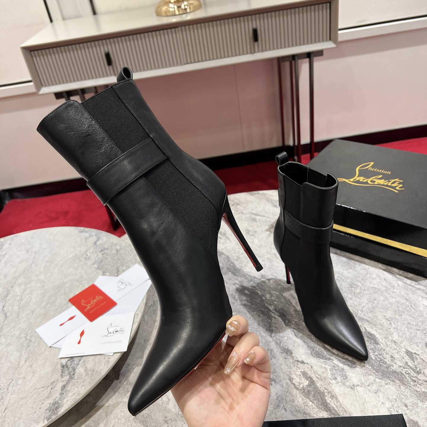 Christian Louboutin Black Cl Chelsea Booty 100 - EUR FASHION