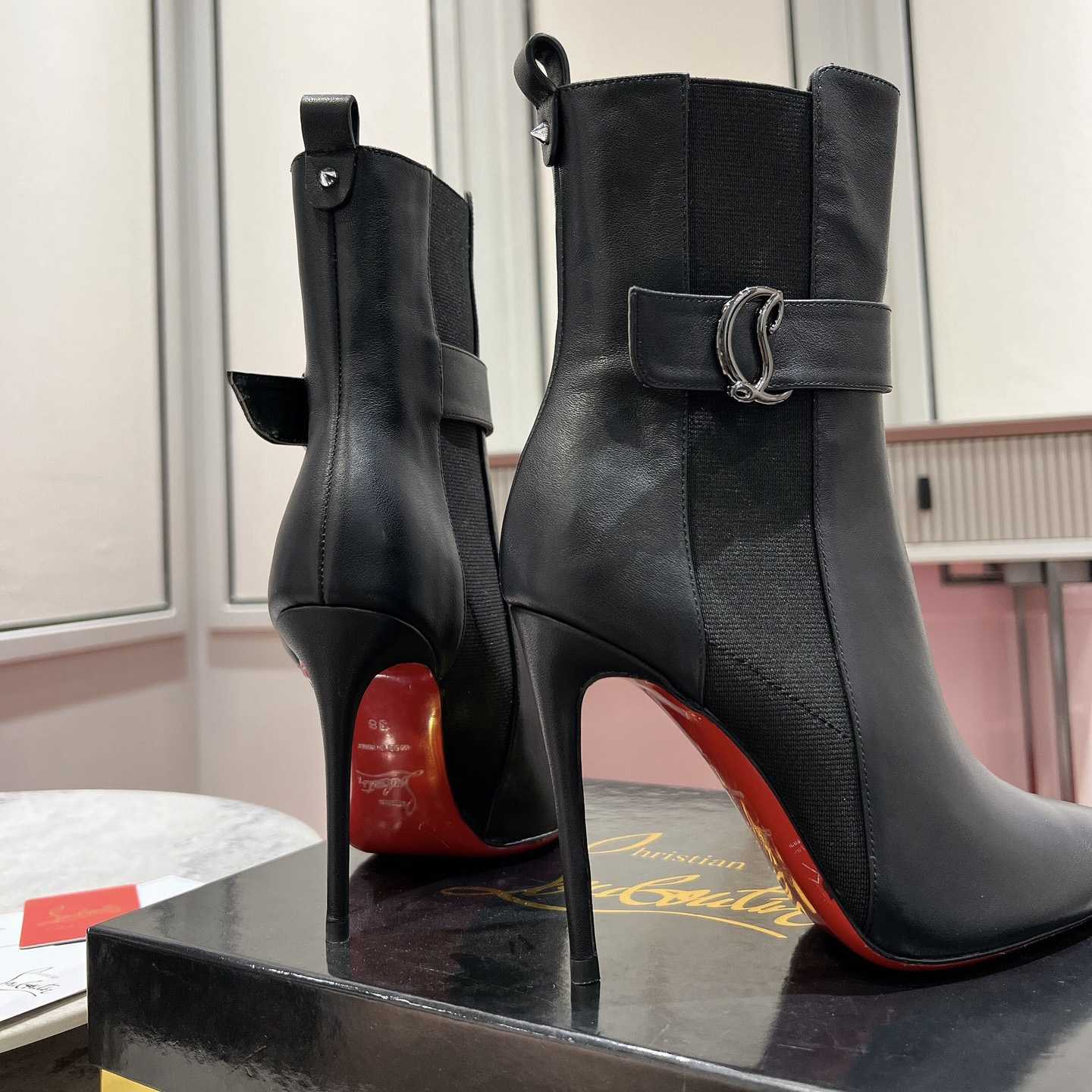 Christian Louboutin Black Cl Chelsea Booty 100 - EUR FASHION