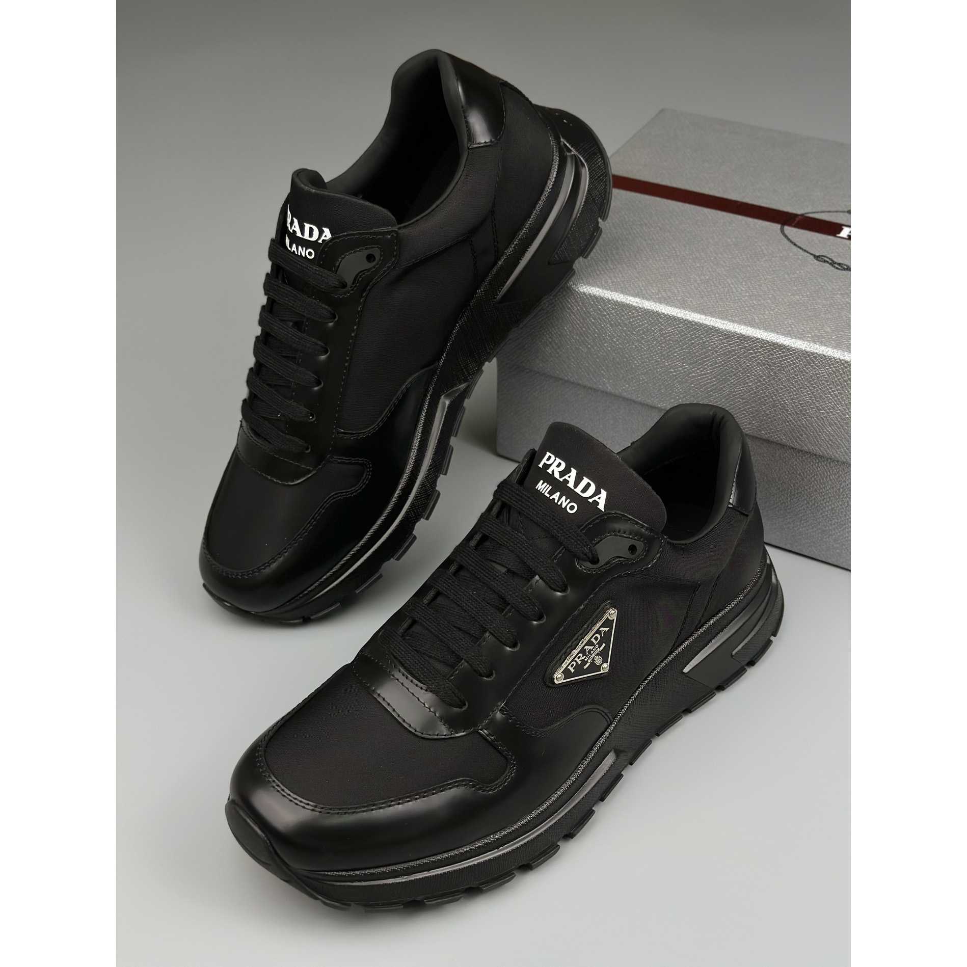 Prada Re-Nylon And Brushed Leather Sneakers - EUR FASHION