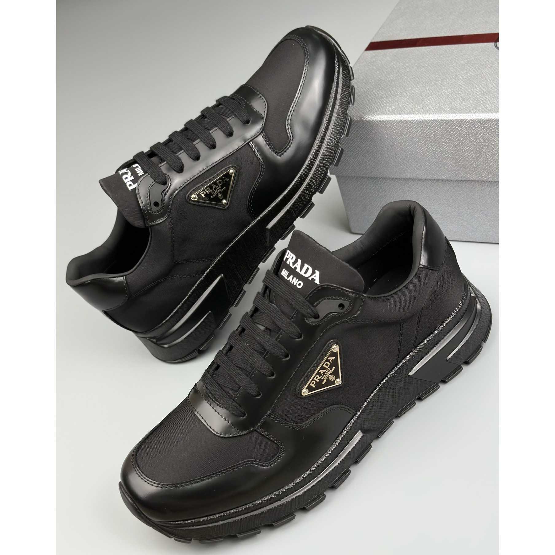 Prada Re-Nylon And Brushed Leather Sneakers - EUR FASHION