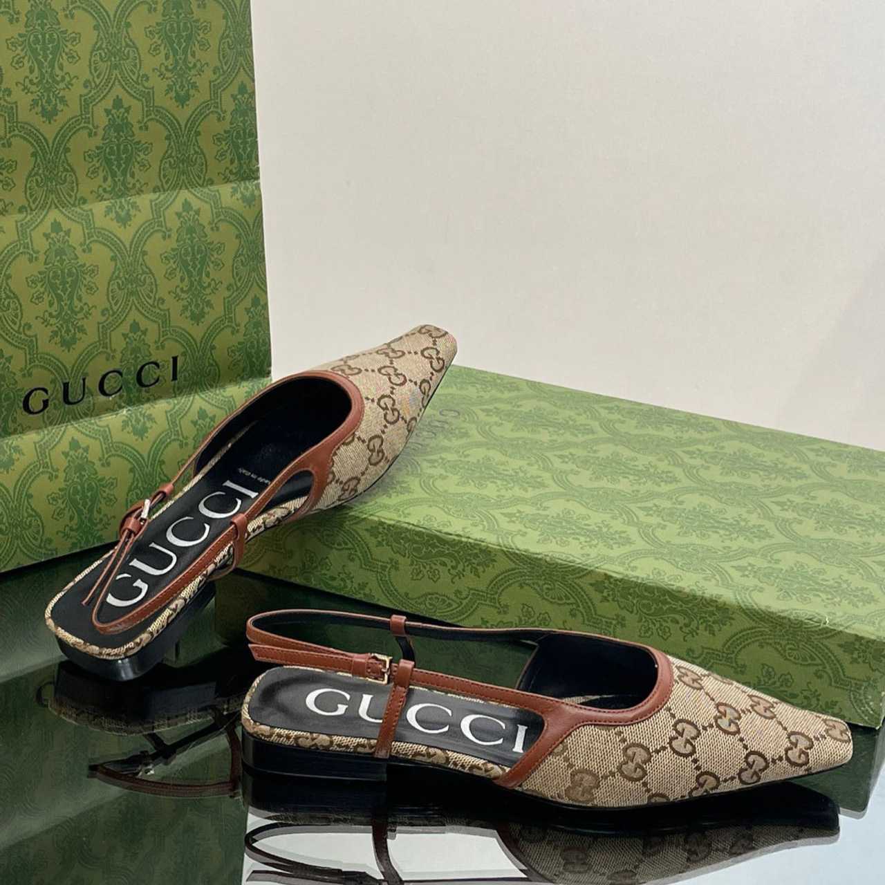 Gucci Women's GG Slingback Ballet Flat - EUR FASHION