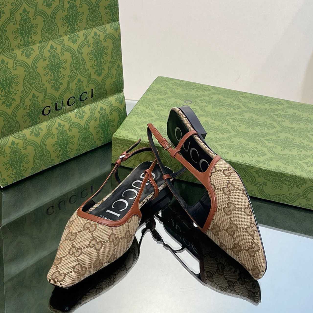 Gucci Women's GG Slingback Ballet Flat - EUR FASHION