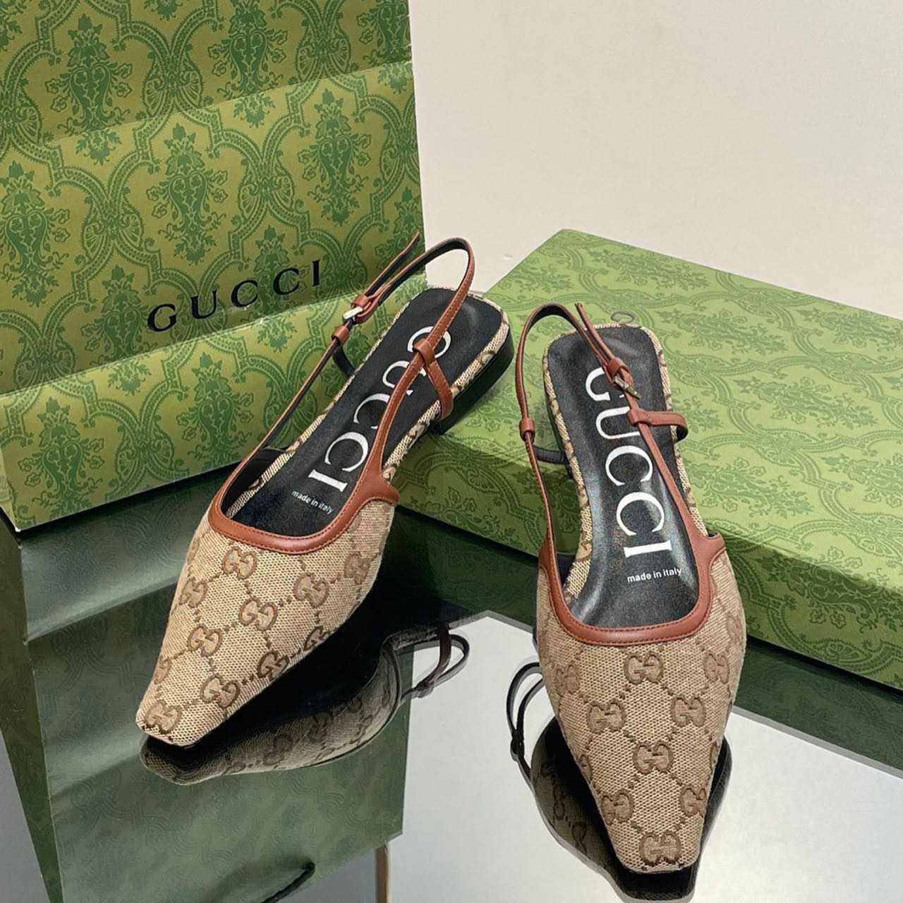 Gucci Women's GG Slingback Ballet Flat - EUR FASHION