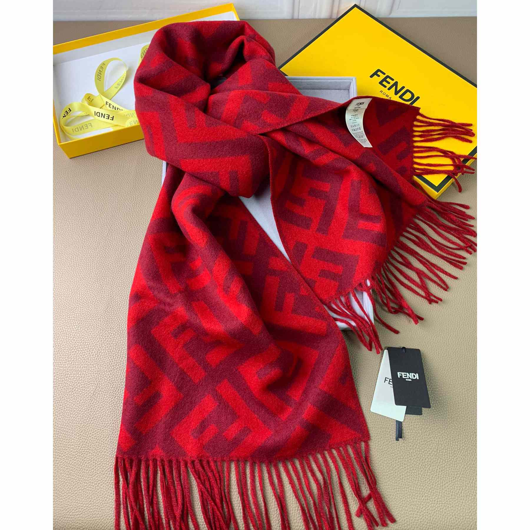 Fendi Red Cashmere Scarf - EUR FASHION